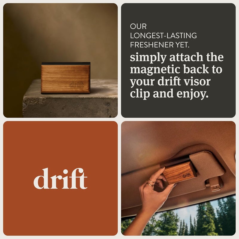 Drift Car Air Freshener - The Original Wood Air Freshener - Car Odor Eliminator - Long Lasting Scent - Auto Accessories - Metal Clip - Essential Oils - Clean Ingredients - Teak Scent Starter Kit - Image 5